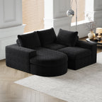 99-Inch Chenille Cloud Curved Sectional Sofa with Chaise, L-Shaped Modern Boneless Couch with Deep Seats, Chenille Sectional Sofa for Living Room and Bedroom, No Assembly Required