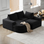 99-Inch Chenille Cloud Curved Sectional Sofa with Chaise, L-Shaped Modern Boneless Couch with Deep Seats, Chenille Sectional Sofa for Living Room and Bedroom, No Assembly Required