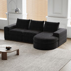 99-Inch Chenille Cloud Curved Sectional Sofa with Chaise, L-Shaped Modern Boneless Couch with Deep Seats, Chenille Sectional Sofa for Living Room and Bedroom, No Assembly Required