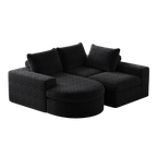 99-Inch Chenille Cloud Curved Sectional Sofa with Chaise, L-Shaped Modern Boneless Couch with Deep Seats, Chenille Sectional Sofa for Living Room and Bedroom, No Assembly Required