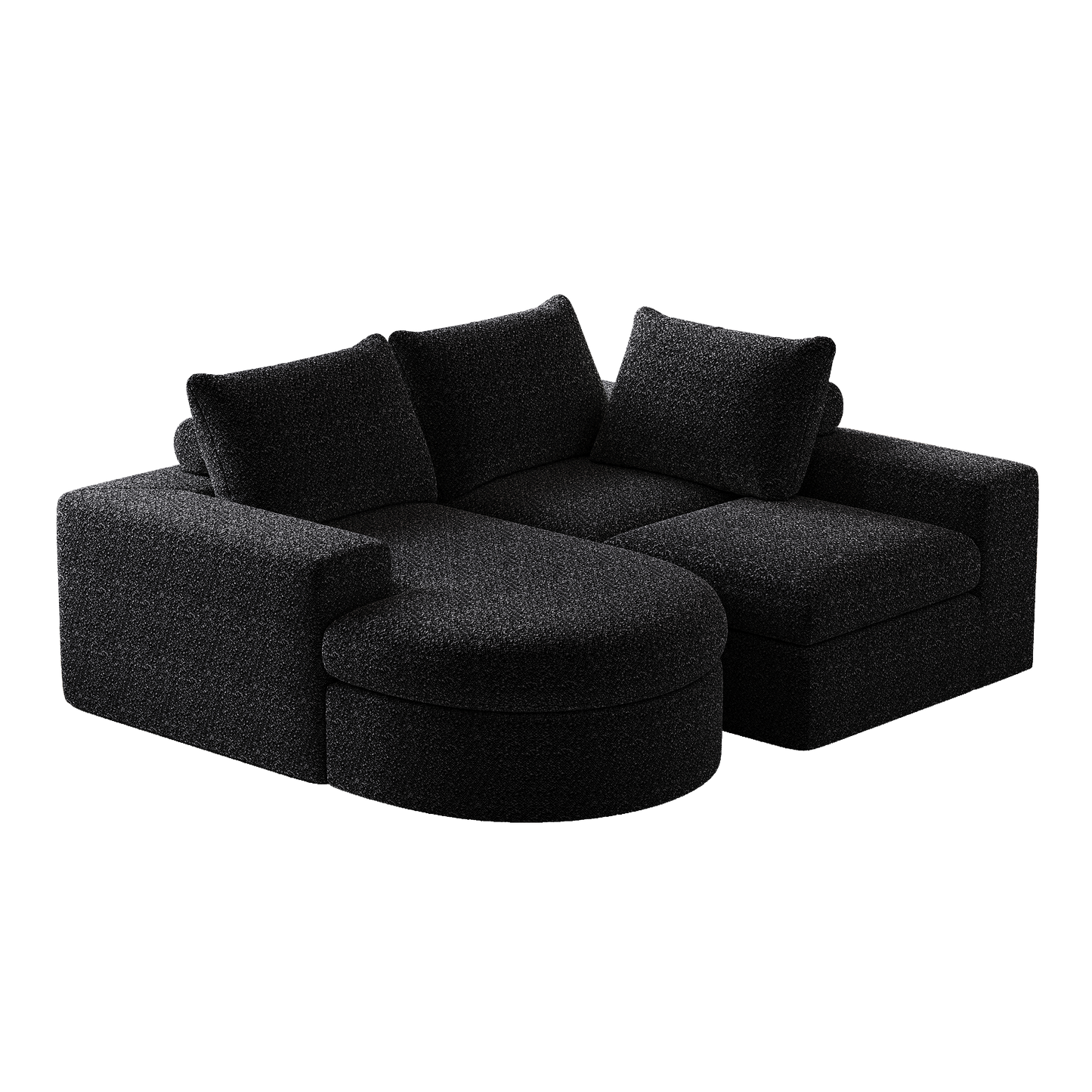 99-Inch Chenille Cloud Curved Sectional Sofa with Chaise, L-Shaped Modern Boneless Couch with Deep Seats, Chenille Sectional Sofa for Living Room and Bedroom, No Assembly Required