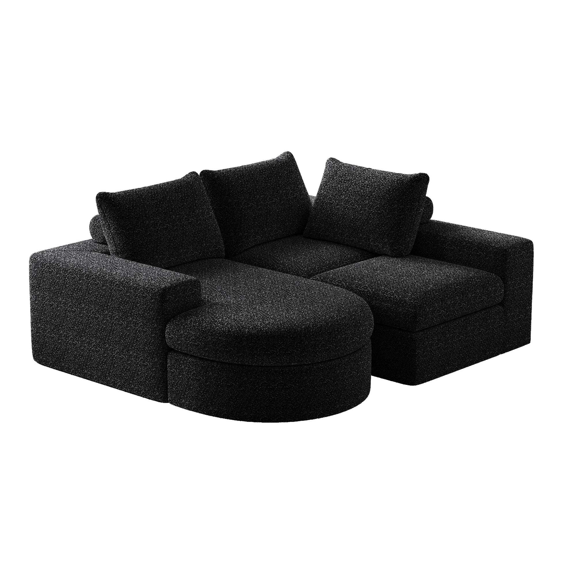 99-Inch Chenille Cloud Curved Sectional Sofa with Chaise, L-Shaped Modern Boneless Couch with Deep Seats, Chenille Sectional Sofa for Living Room and Bedroom, No Assembly Required