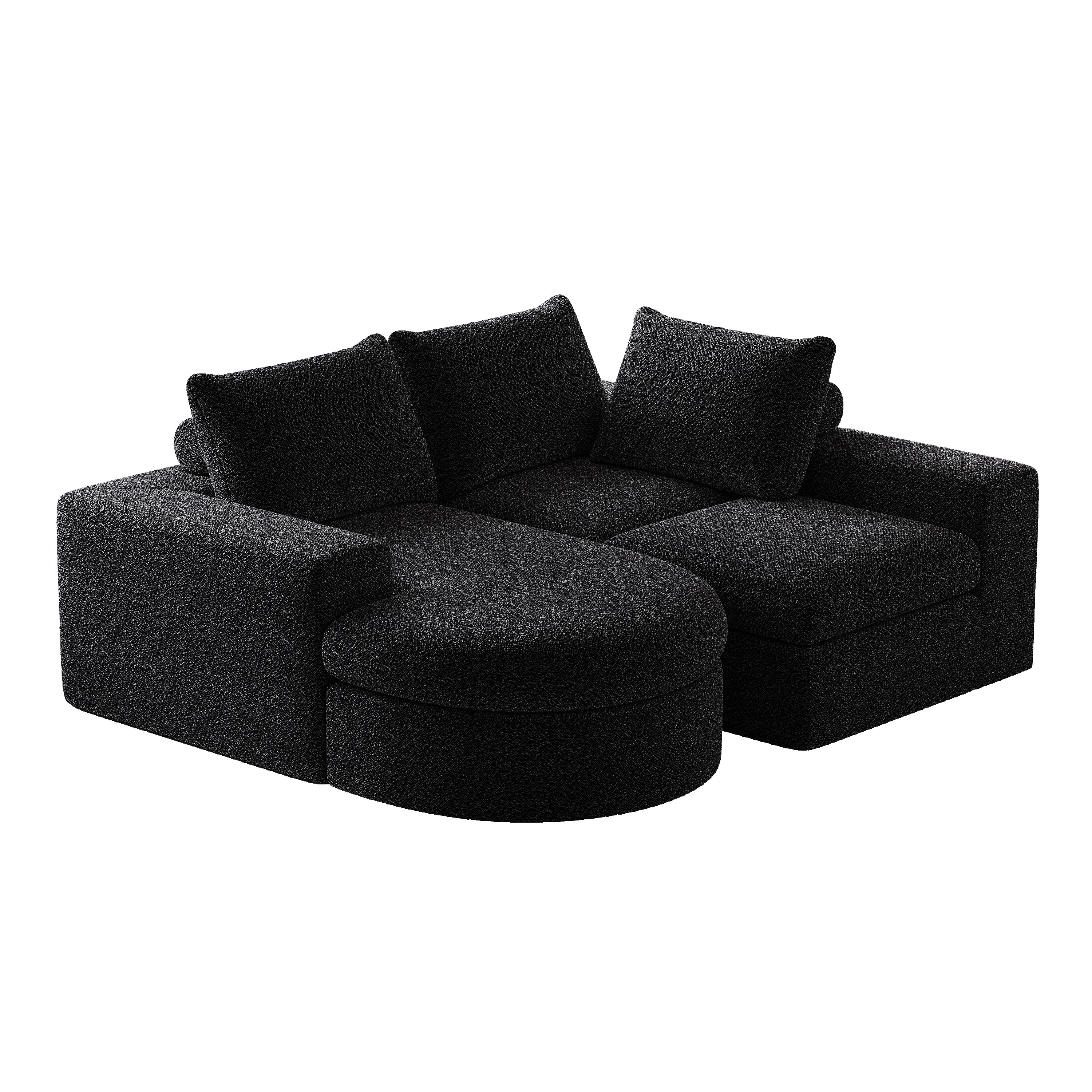 99-Inch Chenille Cloud Curved Sectional Sofa with Chaise, L-Shaped Modern Boneless Couch with Deep Seats, Chenille Sectional Sofa for Living Room and Bedroom, No Assembly Required