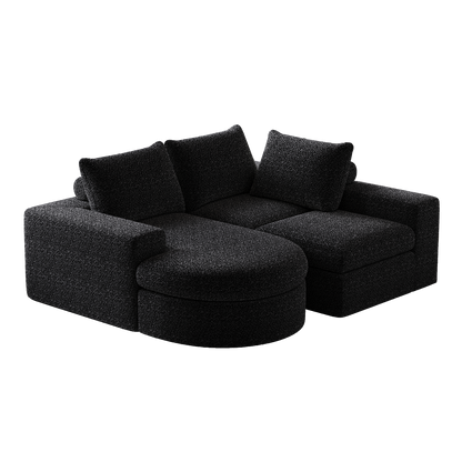 99-Inch Chenille Cloud Curved Sectional Sofa with Chaise, L-Shaped Modern Boneless Couch with Deep Seats, Chenille Sectional Sofa for Living Room and Bedroom, No Assembly Required