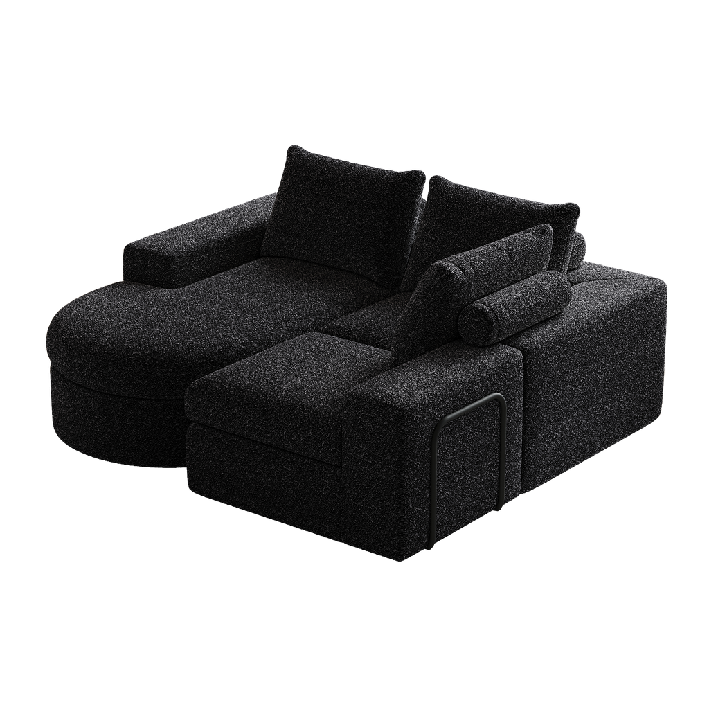 99-Inch Chenille Cloud Curved Sectional Sofa with Chaise, L-Shaped Modern Boneless Couch with Deep Seats, Chenille Sectional Sofa for Living Room and Bedroom, No Assembly Required