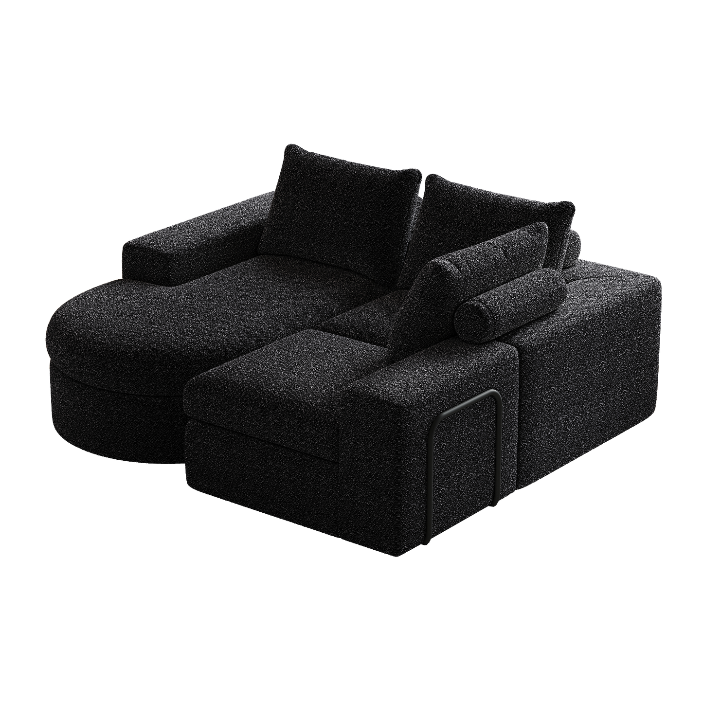 99-Inch Chenille Cloud Curved Sectional Sofa with Chaise, L-Shaped Modern Boneless Couch with Deep Seats, Chenille Sectional Sofa for Living Room and Bedroom, No Assembly Required