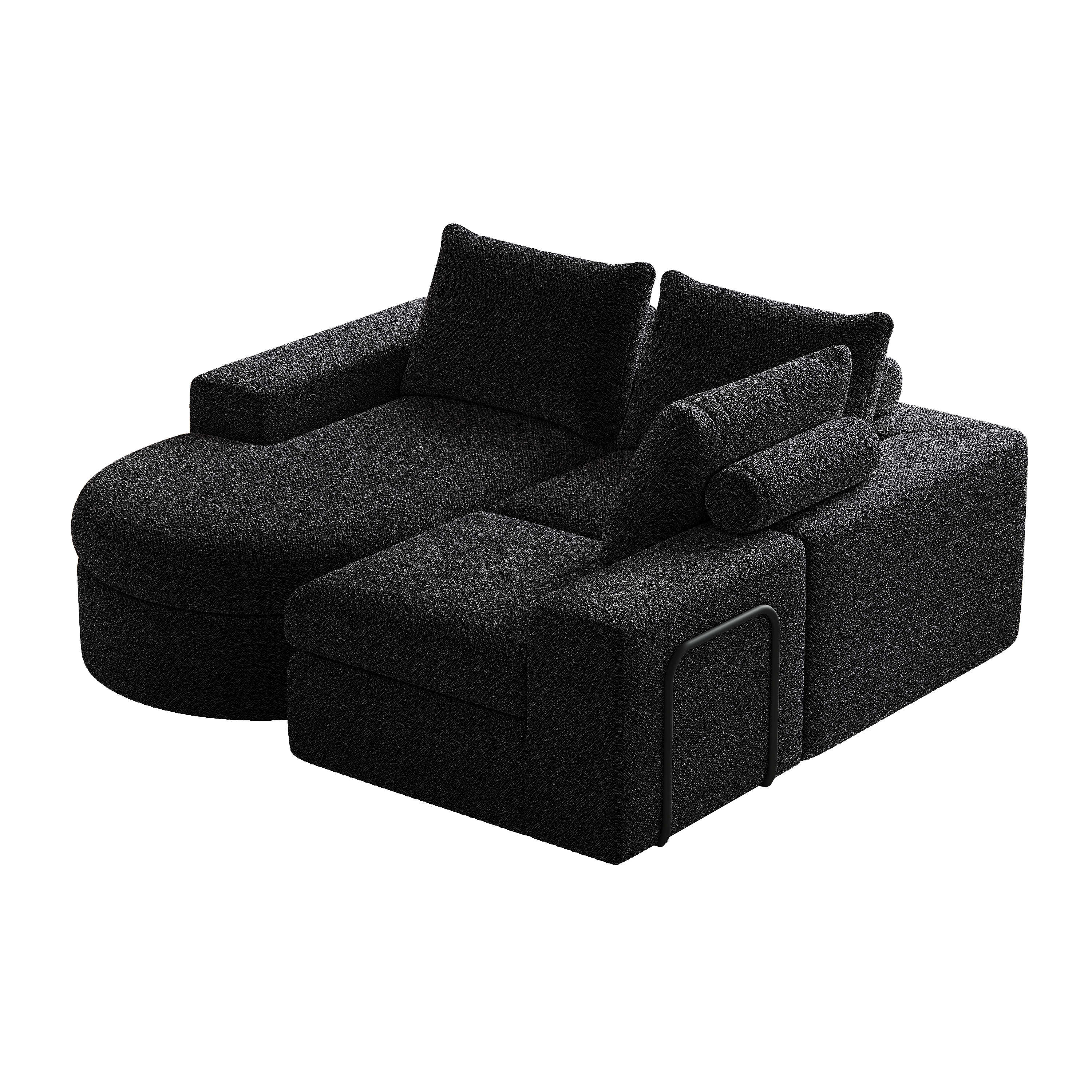 99-Inch Chenille Cloud Curved Sectional Sofa with Chaise, L-Shaped Modern Boneless Couch with Deep Seats, Chenille Sectional Sofa for Living Room and Bedroom, No Assembly Required