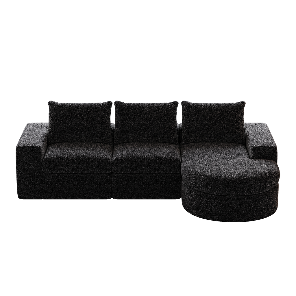 99-Inch Chenille Cloud Curved Sectional Sofa with Chaise, L-Shaped Modern Boneless Couch with Deep Seats, Chenille Sectional Sofa for Living Room and Bedroom, No Assembly Required