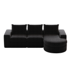 99-Inch Chenille Cloud Curved Sectional Sofa with Chaise, L-Shaped Modern Boneless Couch with Deep Seats, Chenille Sectional Sofa for Living Room and Bedroom, No Assembly Required