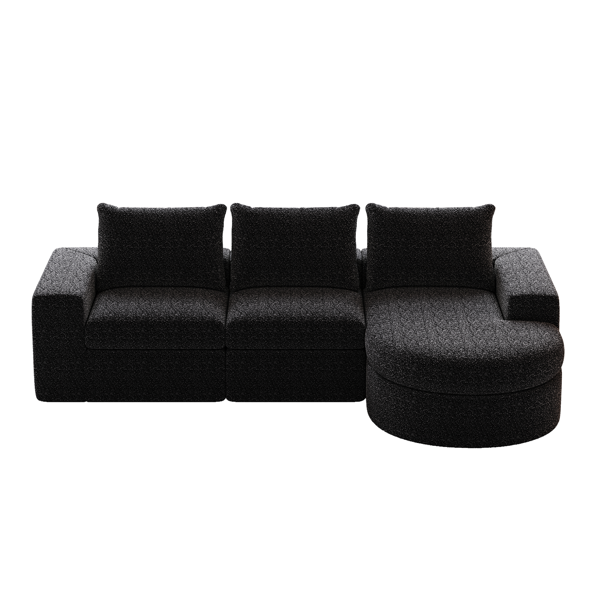 99-Inch Chenille Cloud Curved Sectional Sofa with Chaise, L-Shaped Modern Boneless Couch with Deep Seats, Chenille Sectional Sofa for Living Room and Bedroom, No Assembly Required