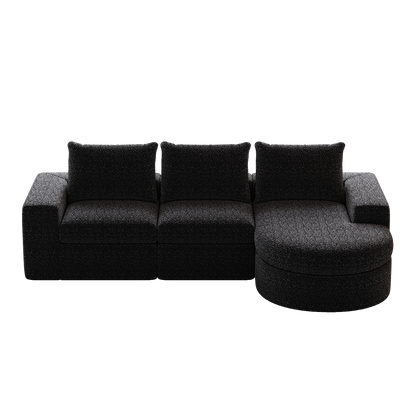 99-Inch Chenille Cloud Curved Sectional Sofa with Chaise, L-Shaped Modern Boneless Couch with Deep Seats, Chenille Sectional Sofa for Living Room and Bedroom, No Assembly Required