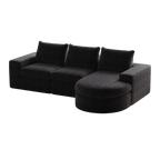 99-Inch Chenille Cloud Curved Sectional Sofa with Chaise, L-Shaped Modern Boneless Couch with Deep Seats, Chenille Sectional Sofa for Living Room and Bedroom, No Assembly Required