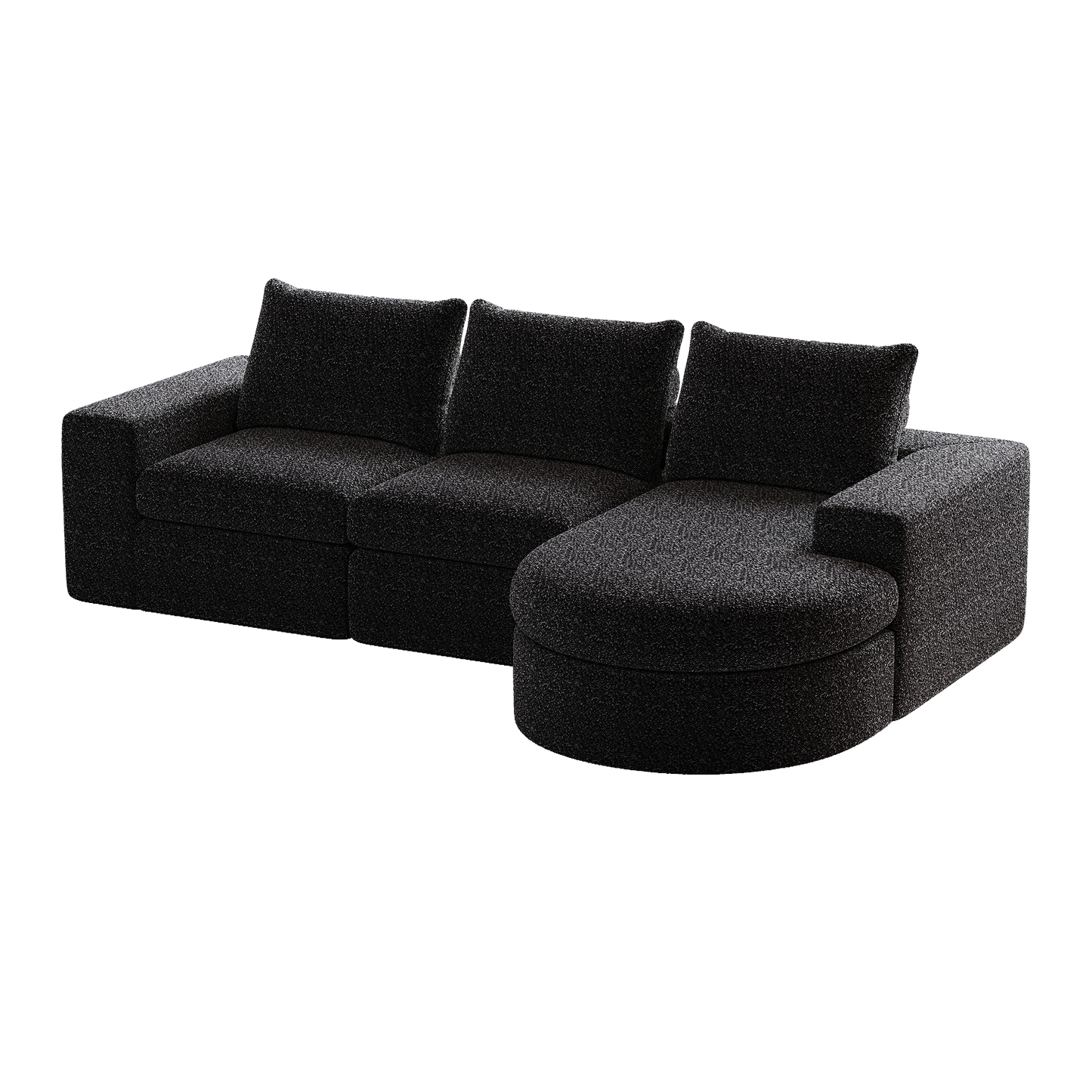 99-Inch Chenille Cloud Curved Sectional Sofa with Chaise, L-Shaped Modern Boneless Couch with Deep Seats, Chenille Sectional Sofa for Living Room and Bedroom, No Assembly Required