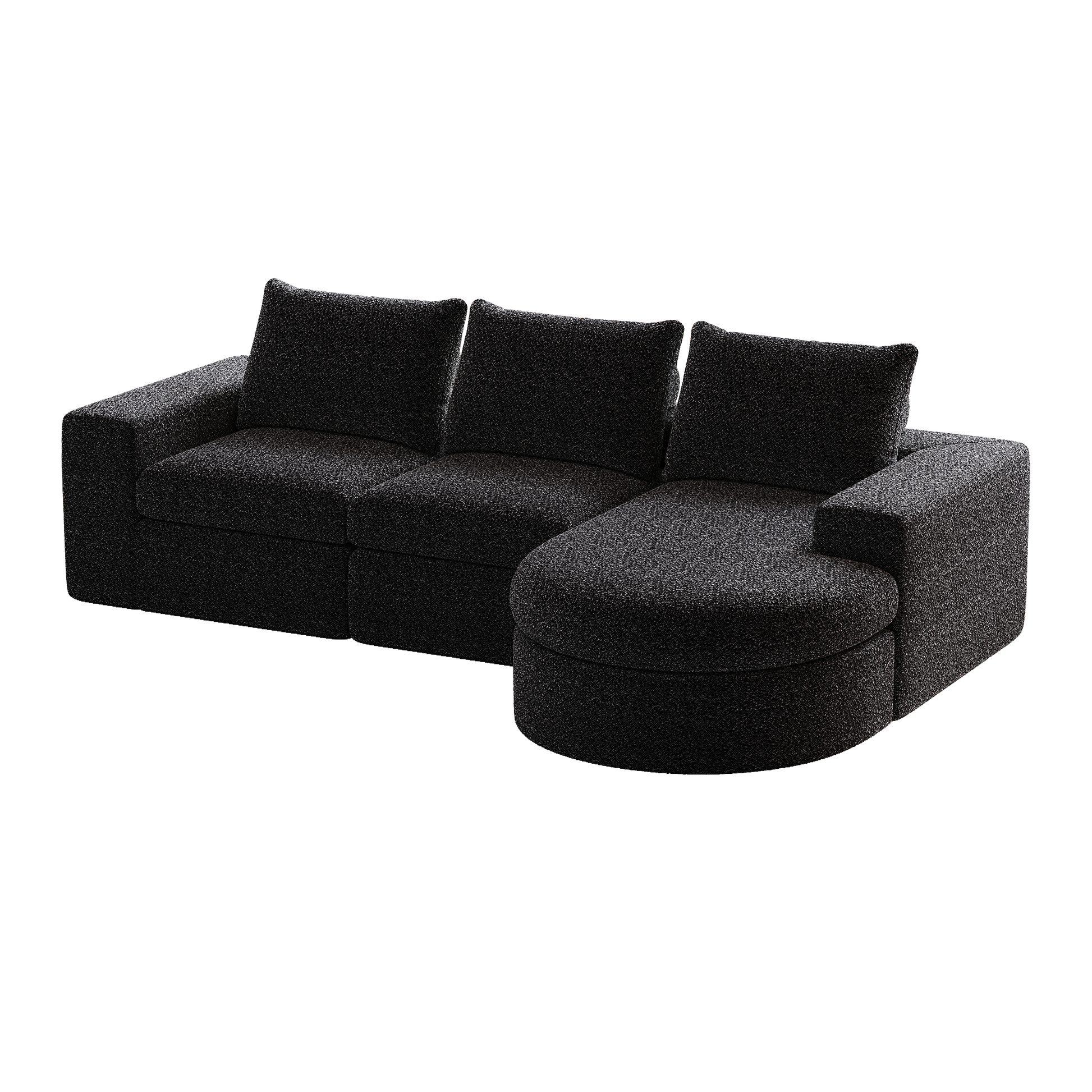 99-Inch Chenille Cloud Curved Sectional Sofa with Chaise, L-Shaped Modern Boneless Couch with Deep Seats, Chenille Sectional Sofa for Living Room and Bedroom, No Assembly Required