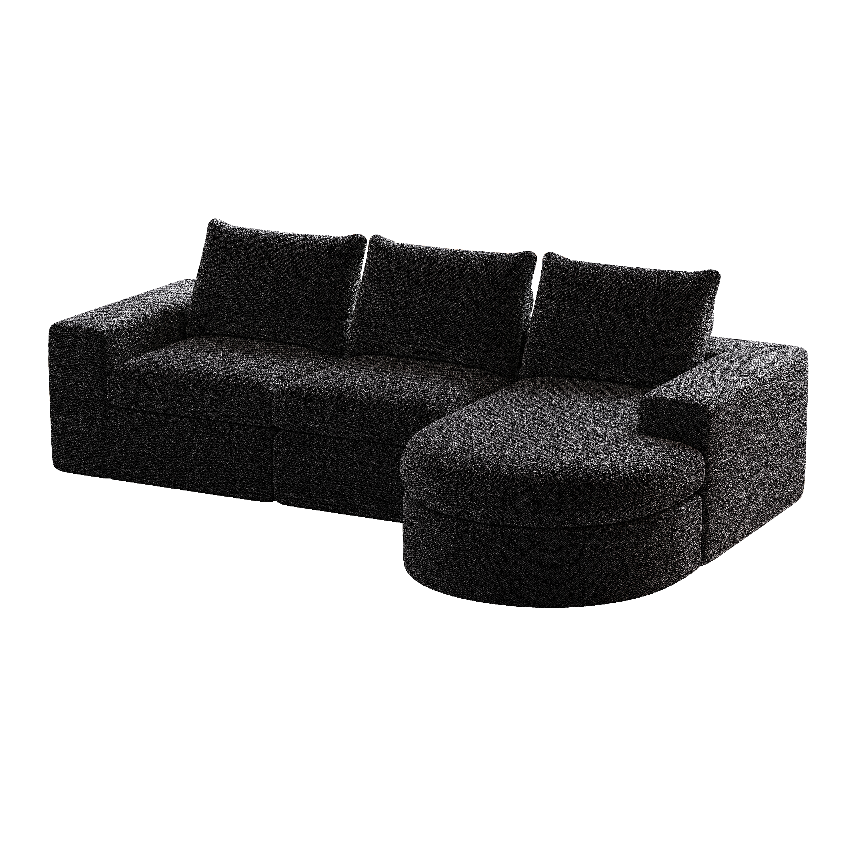 99-Inch Chenille Cloud Curved Sectional Sofa with Chaise, L-Shaped Modern Boneless Couch with Deep Seats, Chenille Sectional Sofa for Living Room and Bedroom, No Assembly Required