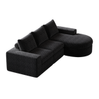 99-Inch Chenille Cloud Curved Sectional Sofa with Chaise, L-Shaped Modern Boneless Couch with Deep Seats, Chenille Sectional Sofa for Living Room and Bedroom, No Assembly Required