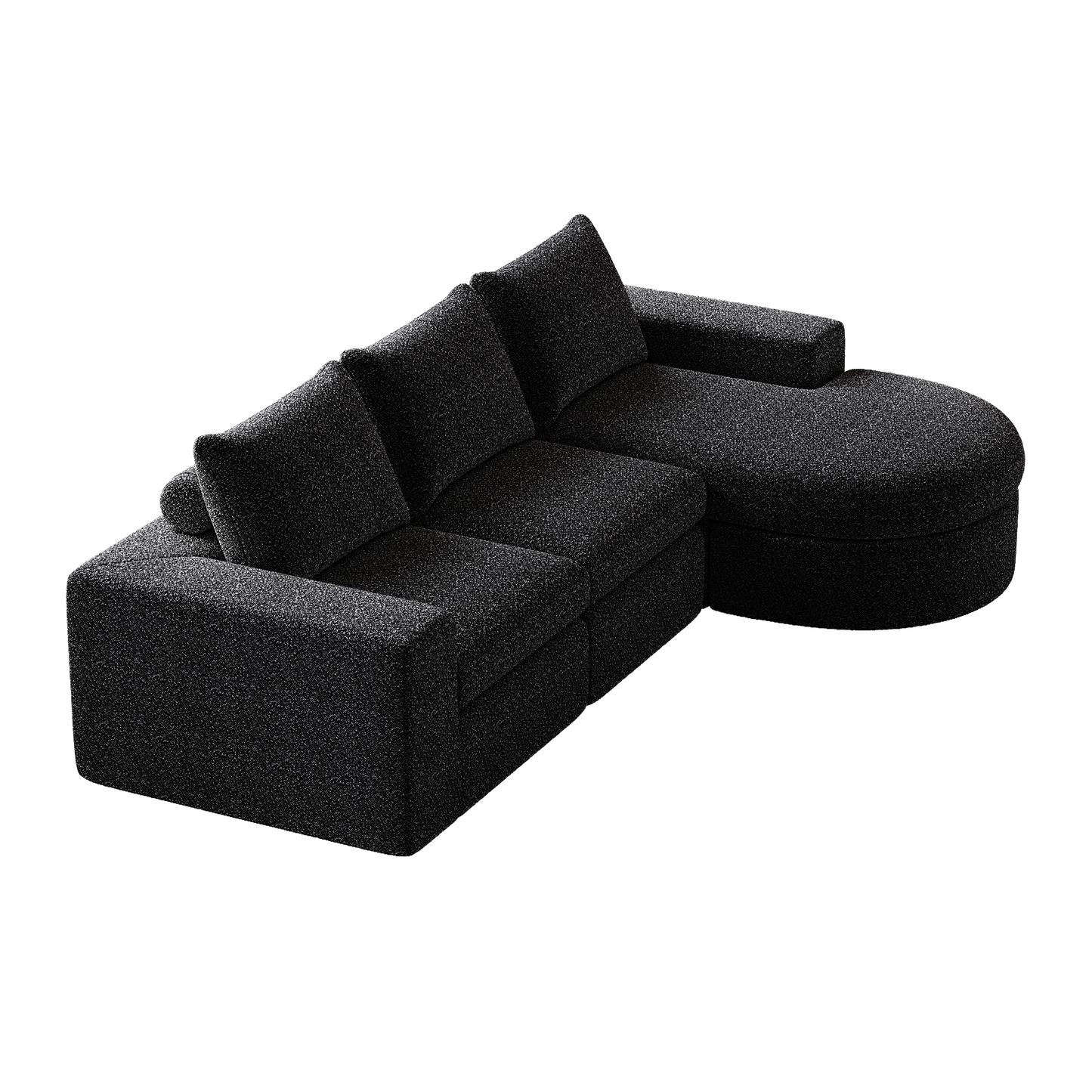 99-Inch Chenille Cloud Curved Sectional Sofa with Chaise, L-Shaped Modern Boneless Couch with Deep Seats, Chenille Sectional Sofa for Living Room and Bedroom, No Assembly Required