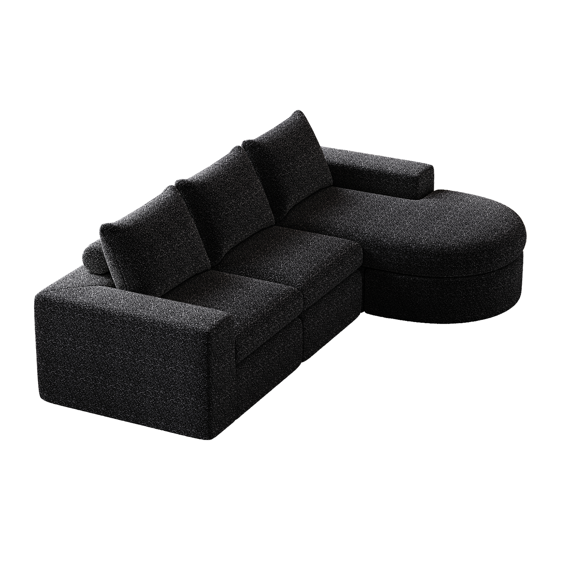 99-Inch Chenille Cloud Curved Sectional Sofa with Chaise, L-Shaped Modern Boneless Couch with Deep Seats, Chenille Sectional Sofa for Living Room and Bedroom, No Assembly Required