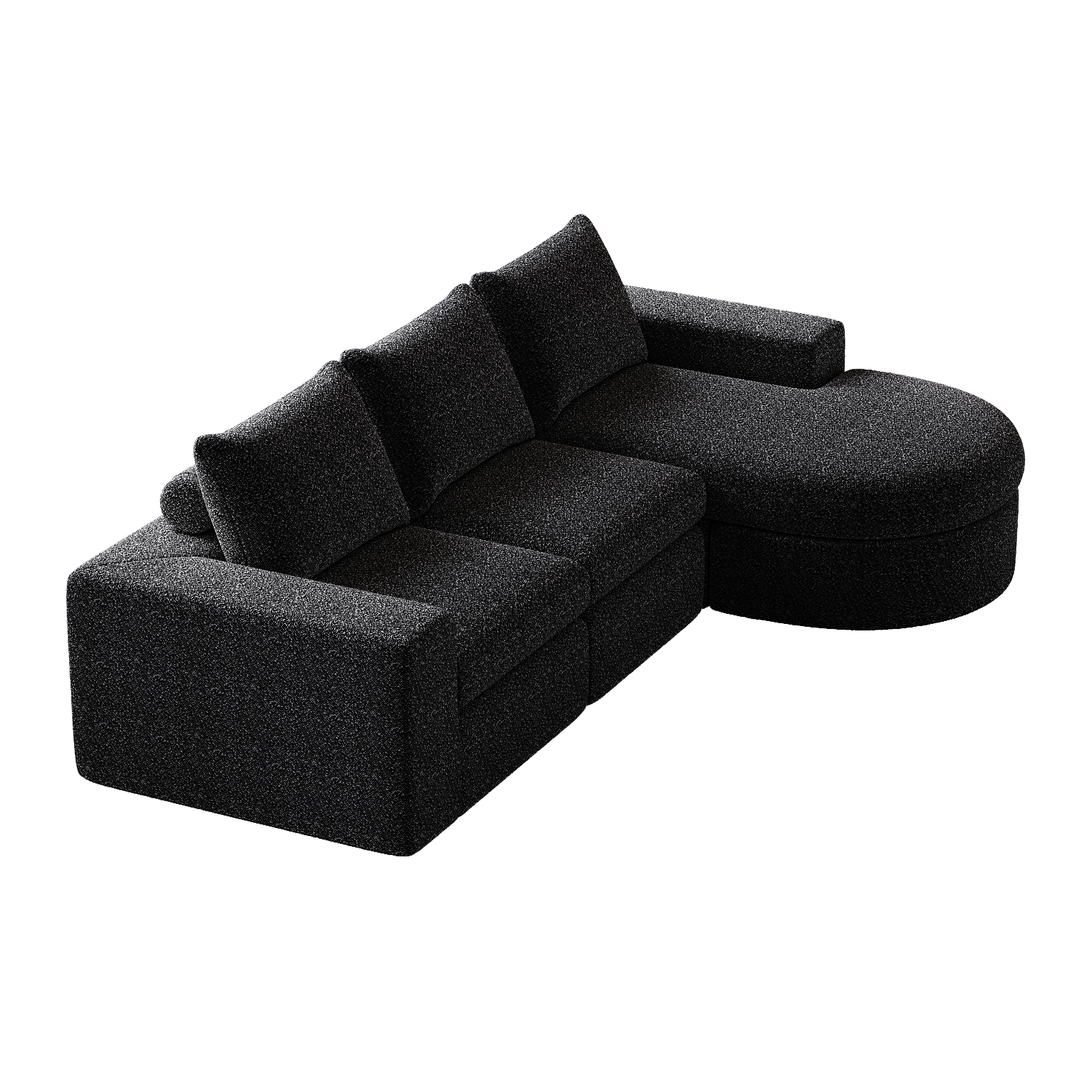 99-Inch Chenille Cloud Curved Sectional Sofa with Chaise, L-Shaped Modern Boneless Couch with Deep Seats, Chenille Sectional Sofa for Living Room and Bedroom, No Assembly Required