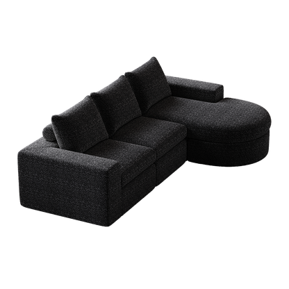 99-Inch Chenille Cloud Curved Sectional Sofa with Chaise, L-Shaped Modern Boneless Couch with Deep Seats, Chenille Sectional Sofa for Living Room and Bedroom, No Assembly Required