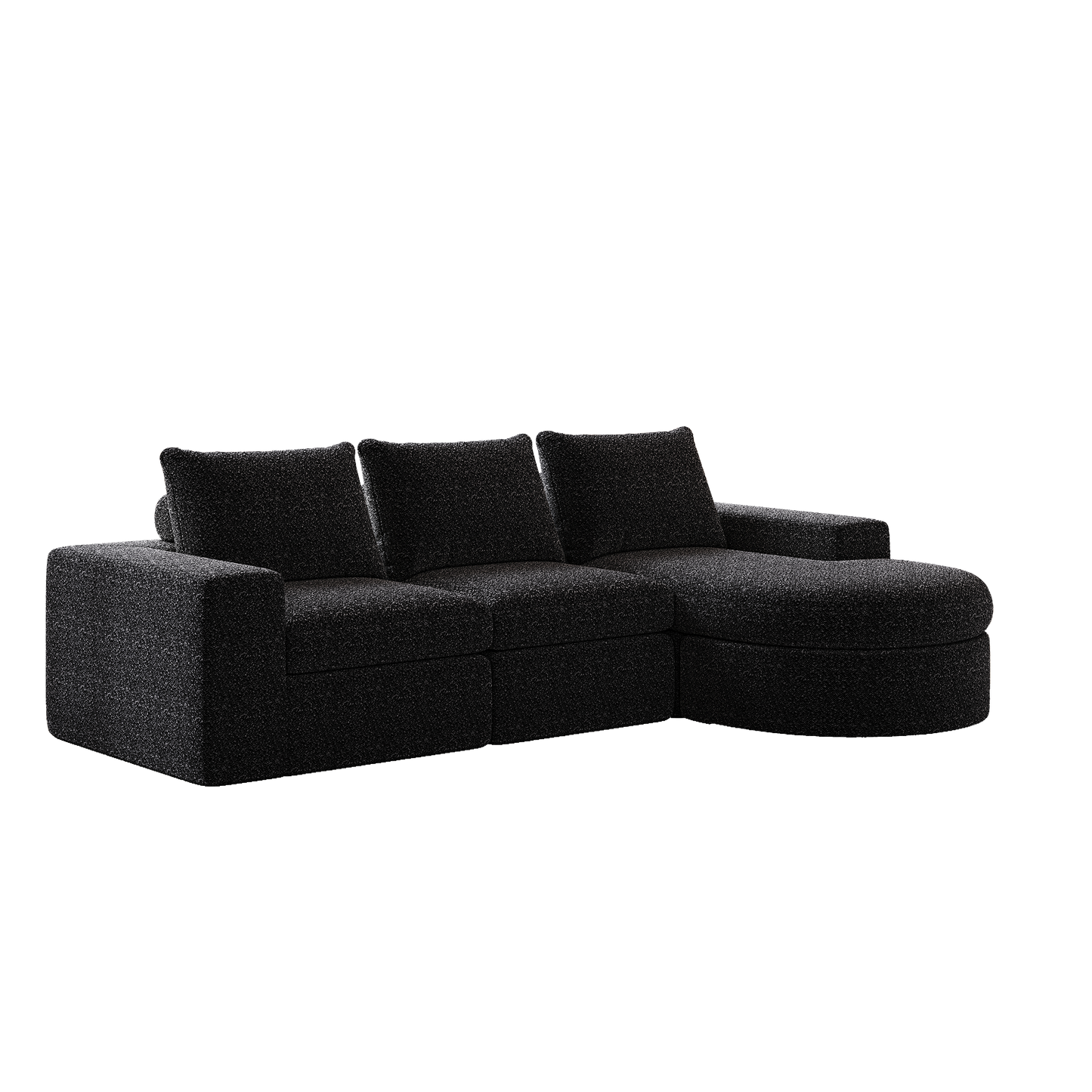 99-Inch Chenille Cloud Curved Sectional Sofa with Chaise, L-Shaped Modern Boneless Couch with Deep Seats, Chenille Sectional Sofa for Living Room and Bedroom, No Assembly Required