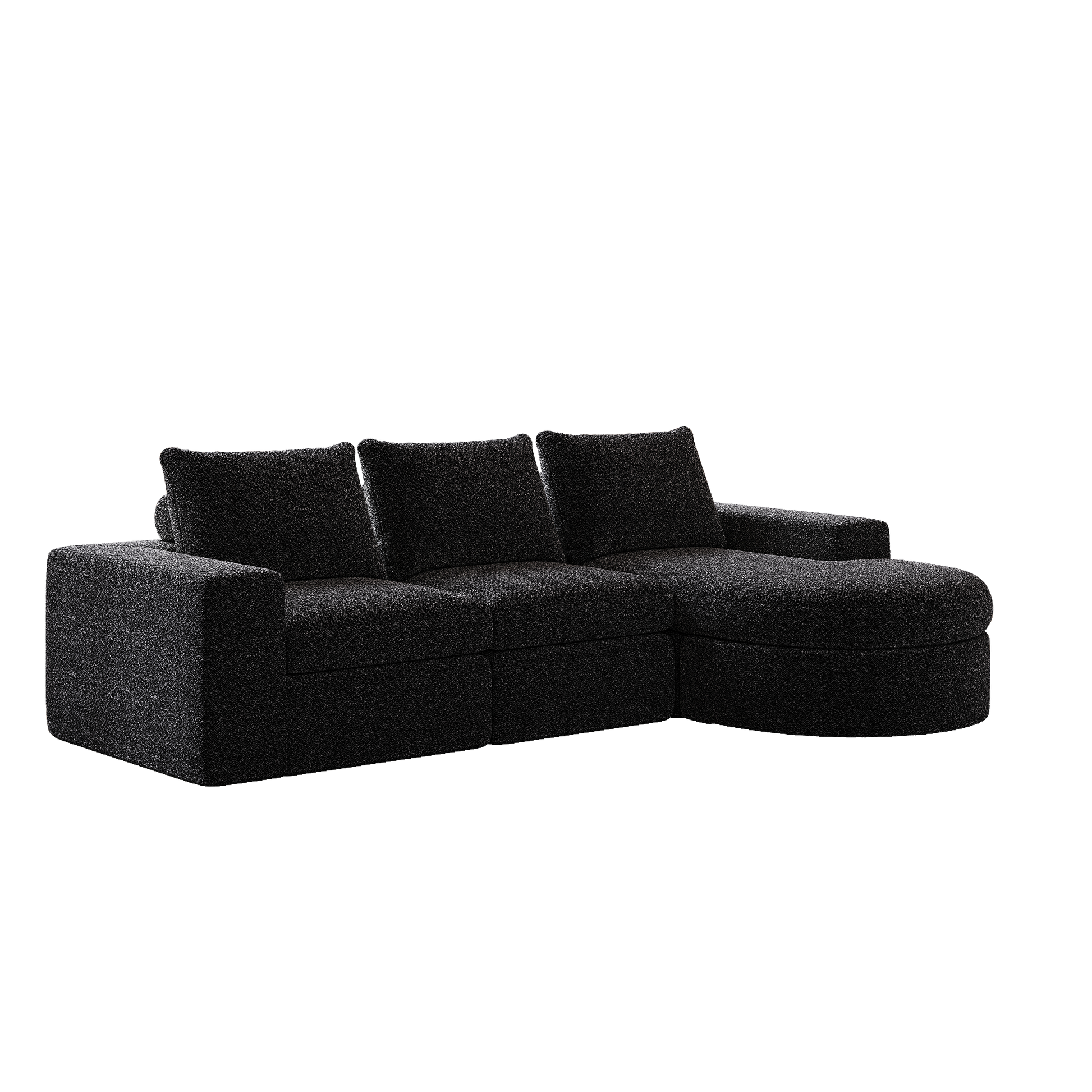99-Inch Chenille Cloud Curved Sectional Sofa with Chaise, L-Shaped Modern Boneless Couch with Deep Seats, Chenille Sectional Sofa for Living Room and Bedroom, No Assembly Required
