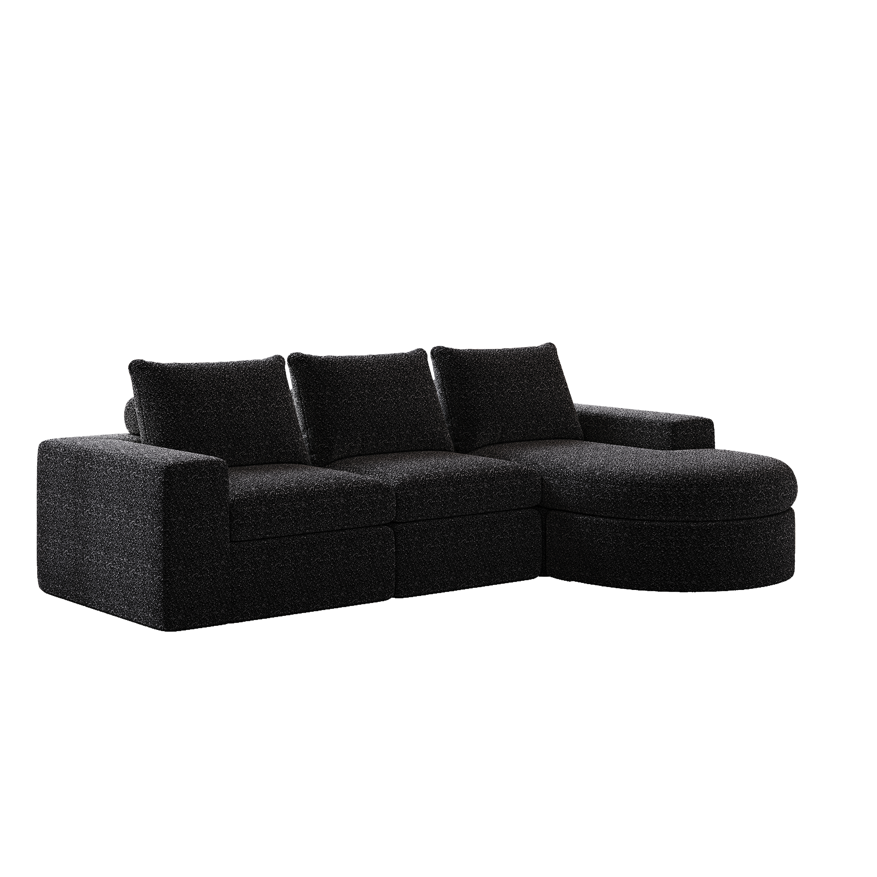 99-Inch Chenille Cloud Curved Sectional Sofa with Chaise, L-Shaped Modern Boneless Couch with Deep Seats, Chenille Sectional Sofa for Living Room and Bedroom, No Assembly Required