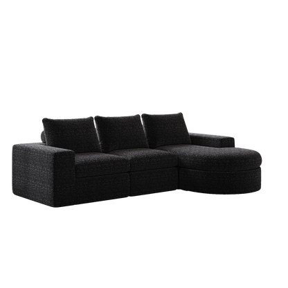 99-Inch Chenille Cloud Curved Sectional Sofa with Chaise, L-Shaped Modern Boneless Couch with Deep Seats, Chenille Sectional Sofa for Living Room and Bedroom, No Assembly Required