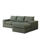 99-Inch Boneless Couch with Chaise, L-Shaped Modern Upholstered Sectional Sofa with Three pillows, Corduroy Sectional Sofa for Living Room and Bedroom, No Assembly Required