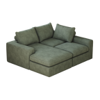 99-Inch Boneless Couch with Chaise, L-Shaped Modern Upholstered Sectional Sofa with Three pillows, Corduroy Sectional Sofa for Living Room and Bedroom, No Assembly Required