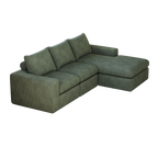 99-Inch Boneless Couch with Chaise, L-Shaped Modern Upholstered Sectional Sofa with Three pillows, Corduroy Sectional Sofa for Living Room and Bedroom, No Assembly Required