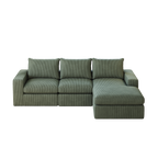 99-Inch Boneless Couch with Chaise, L-Shaped Modern Upholstered Sectional Sofa with Three pillows, Corduroy Sectional Sofa for Living Room and Bedroom, No Assembly Required