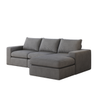 99-Inch Grey L-Shaped Corduroy Sectional Sofa With Chaise.