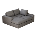 99-Inch Grey L-Shaped Corduroy Sectional Sofa With Chaise.