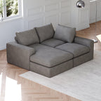 99-Inch Grey L-Shaped Corduroy Sectional Sofa With Chaise.