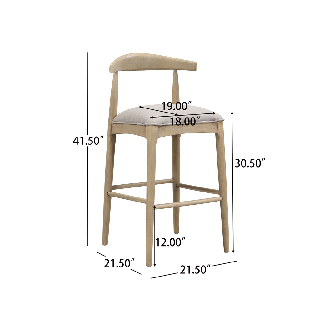 Dimensions of Stylish Pebble Fabric Bar Stool with 41.5-inch height and 21.5-inch width, ideal for bar or counter height seating.
