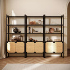 Rattan Cabinet Storage Bookshelf - Dual-Function Display Shelf.