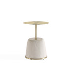 Anderson Metal Top Upholstered End Table in Cream