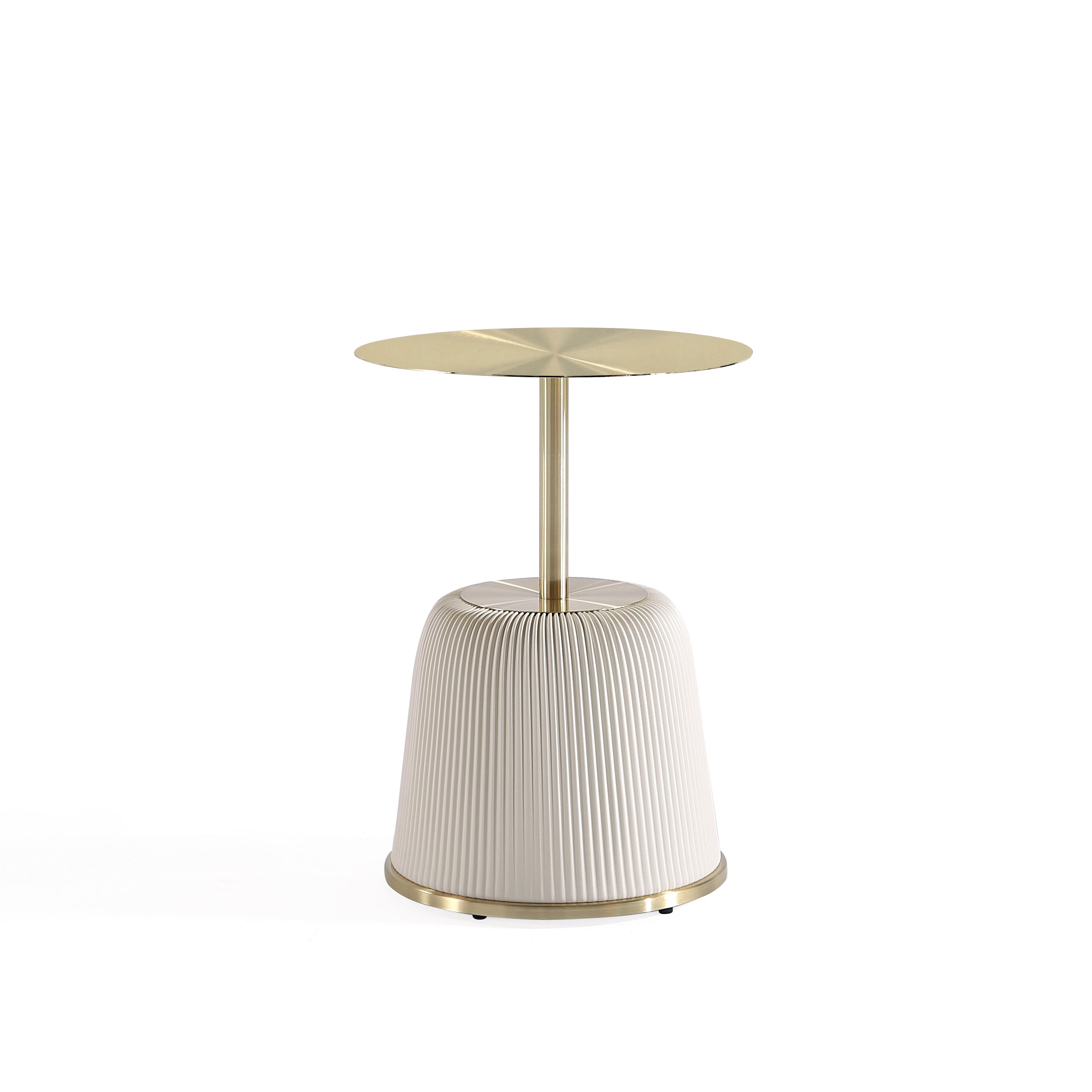 Anderson Metal Top Upholstered End Table in Cream