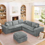 107'' Modern Boucle Sectional Sofa with Moveable Ottoman.