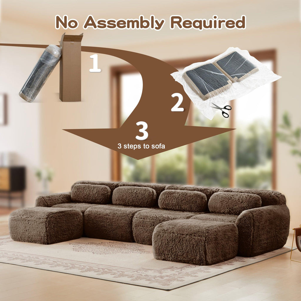 Modular Anti-Slip U-Shaped Boneless Sofa.