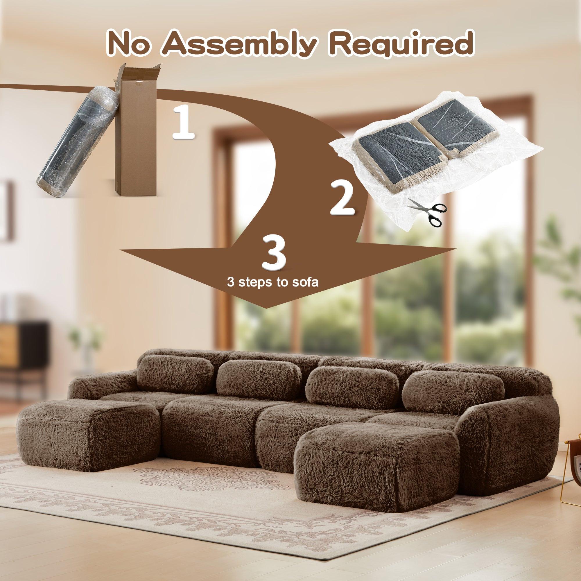 Modular Anti-Slip U-Shaped Boneless Sofa.