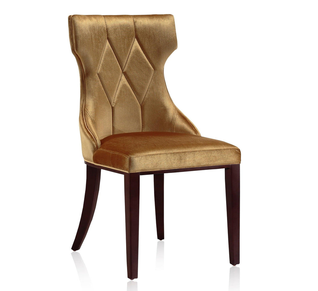 Reine Wood Upholstered Dining Chair in Antique Gold - Set of 2.