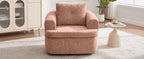 Modern Pink Swivel Barrel Chair with 360° Rotation and Dual-Layer Cushion for Living Room, Bedroom, Office, 36.6' Round Accent Chair in Chenille
