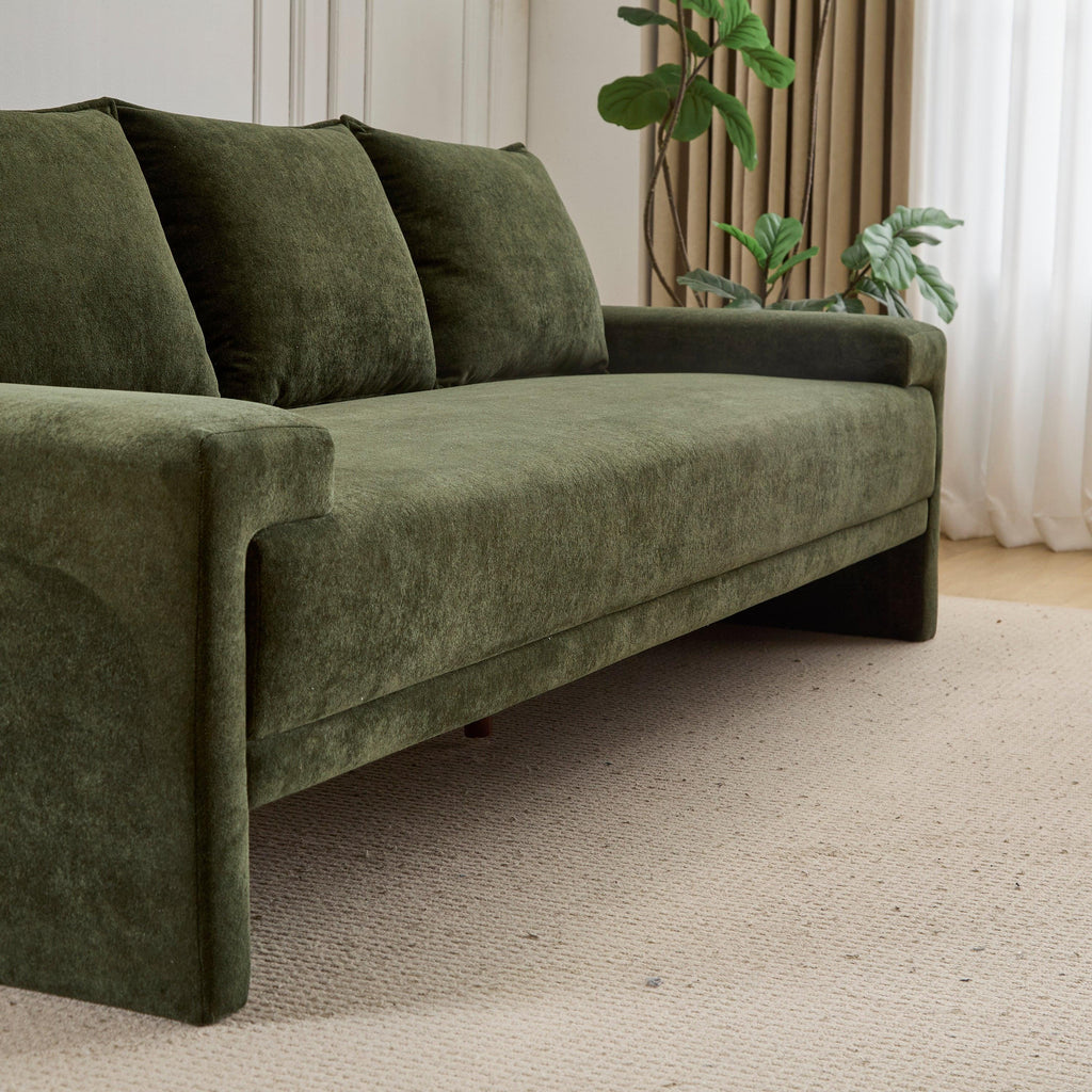 Algora 84.5 in. Modern Velvet Sofa - Moss Green.