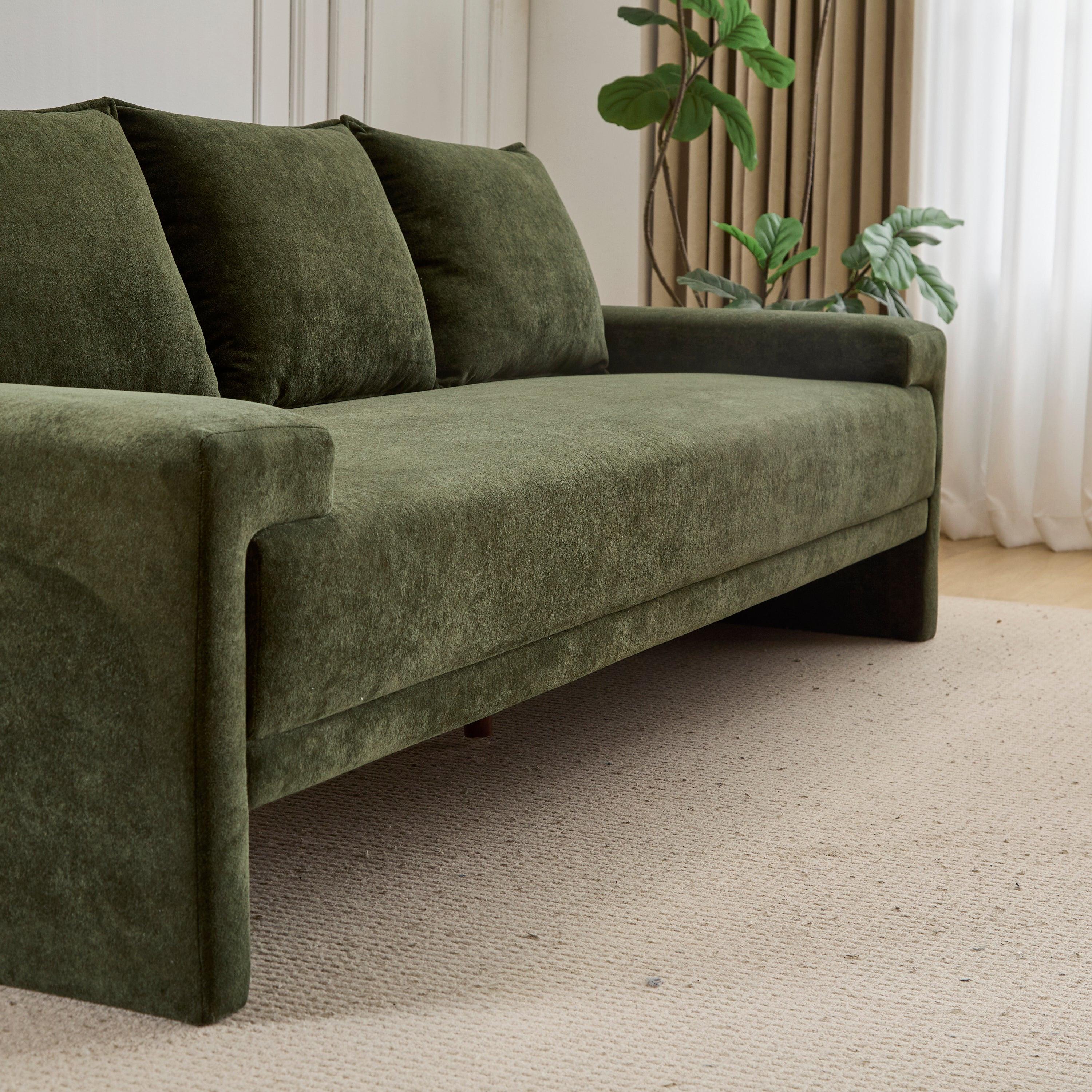 Algora 84.5 in. Modern Velvet Sofa - Moss Green.