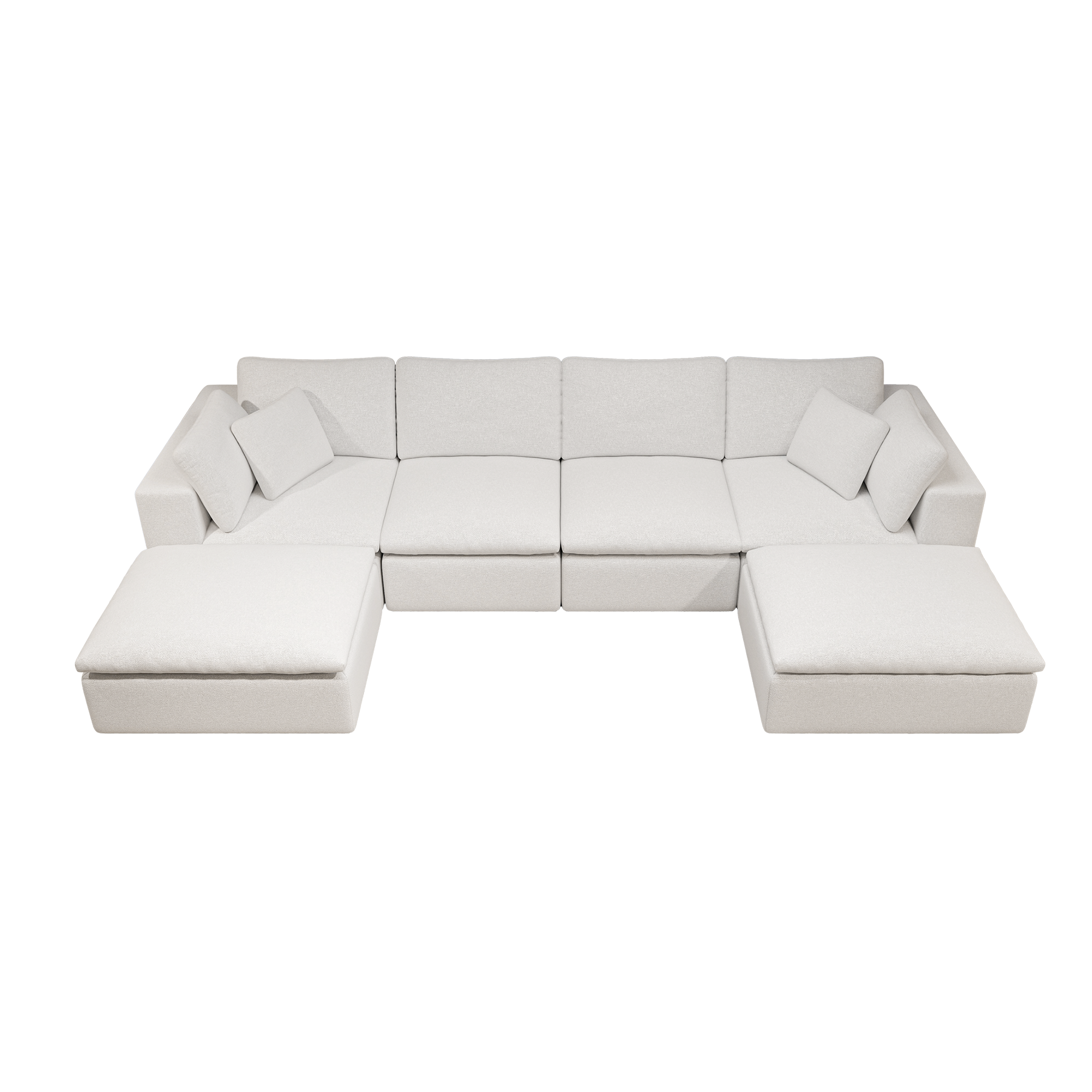 Modular Sectional Sofa - Plush Corduroy Fabric White.