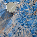 The oval natural marble coffee table side table in the living room,blue.