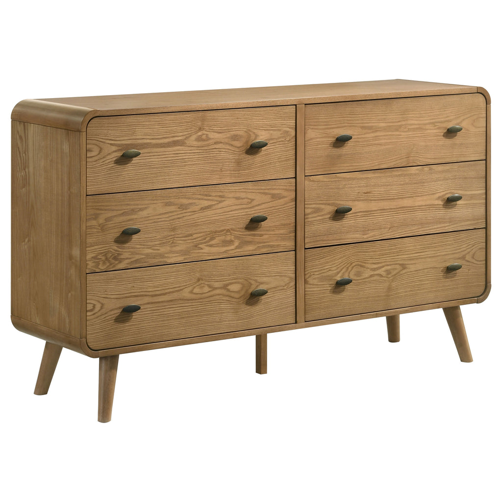 Winston Light Ash 6-Drawer Dresser with Mid-Century Modern Design