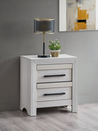 Beige Wood 2-Drawer Nightstand with Dimensional Front - 24 Inch